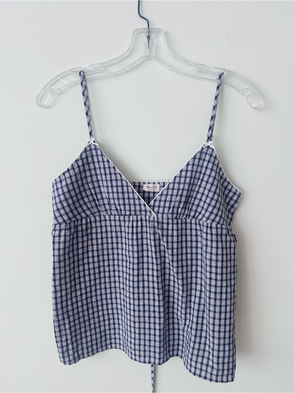 John Galt Navy & White Gingham Cotton Spaghetti Strap Camisole